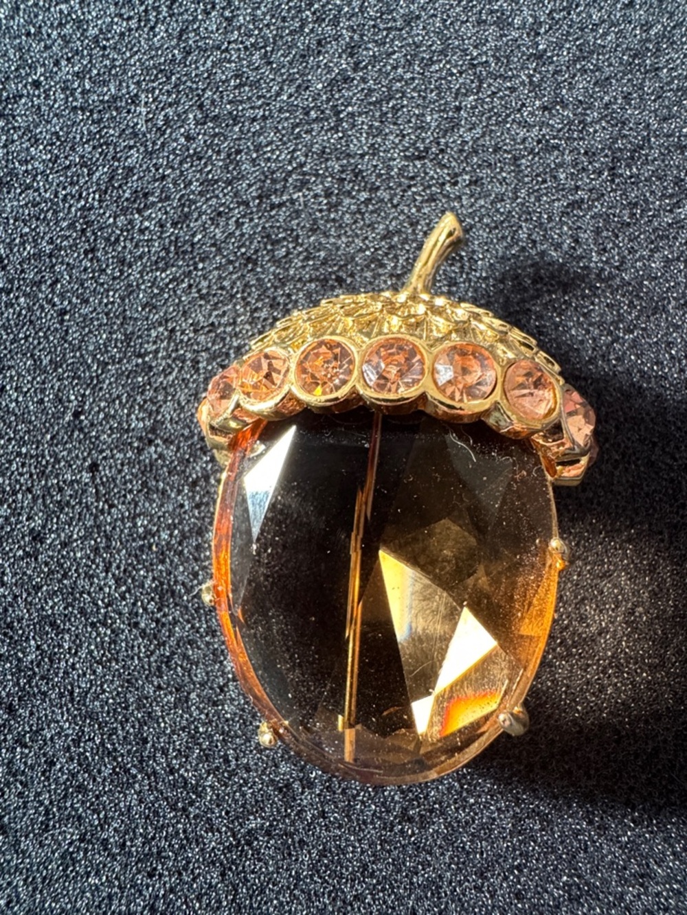 Talbots Gold-Tone Amber Crystal Acorn Brooch